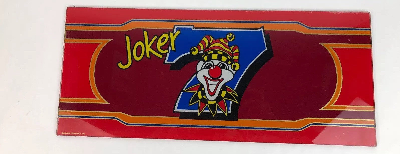 Vintage JOKER SEVEN Casino Painted Glass Slot Machine Insert Vegas Man Cave
