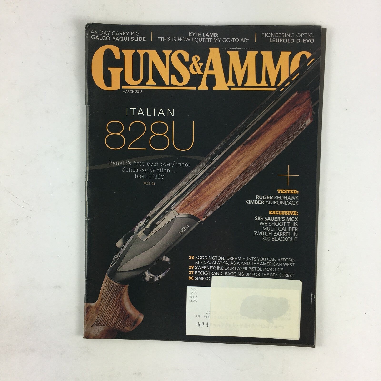 March 2015 Guns & Ammo Magazine Italian 828U Ruger Redhawk .300 Blackout