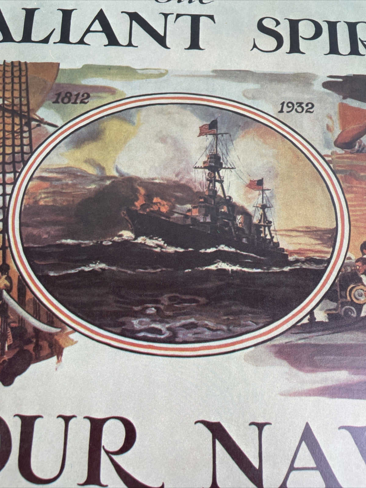 THE VALIANT SPIRIT OF OUR NAVY 20"X 16" Enlistment Poster ( 1932 pre-WWII ) REPO