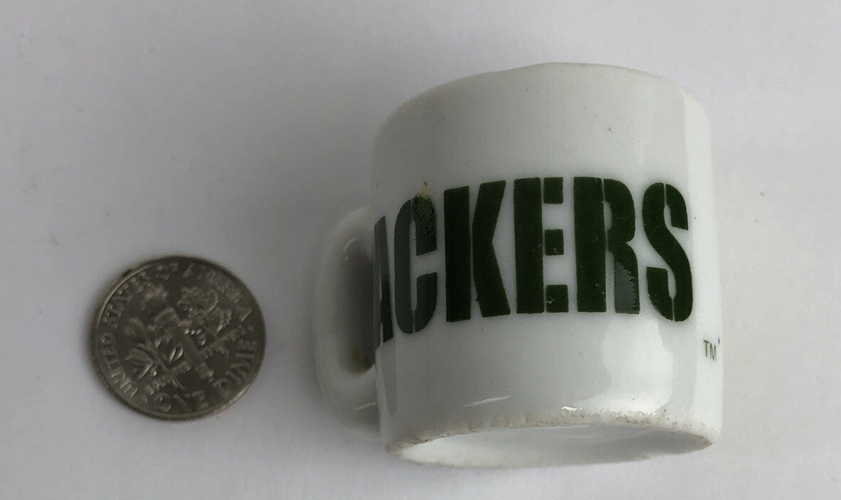 Vintage NFL Mini Coffee Cup Mug Green Bay Packers 1.25" Collectible Miniature