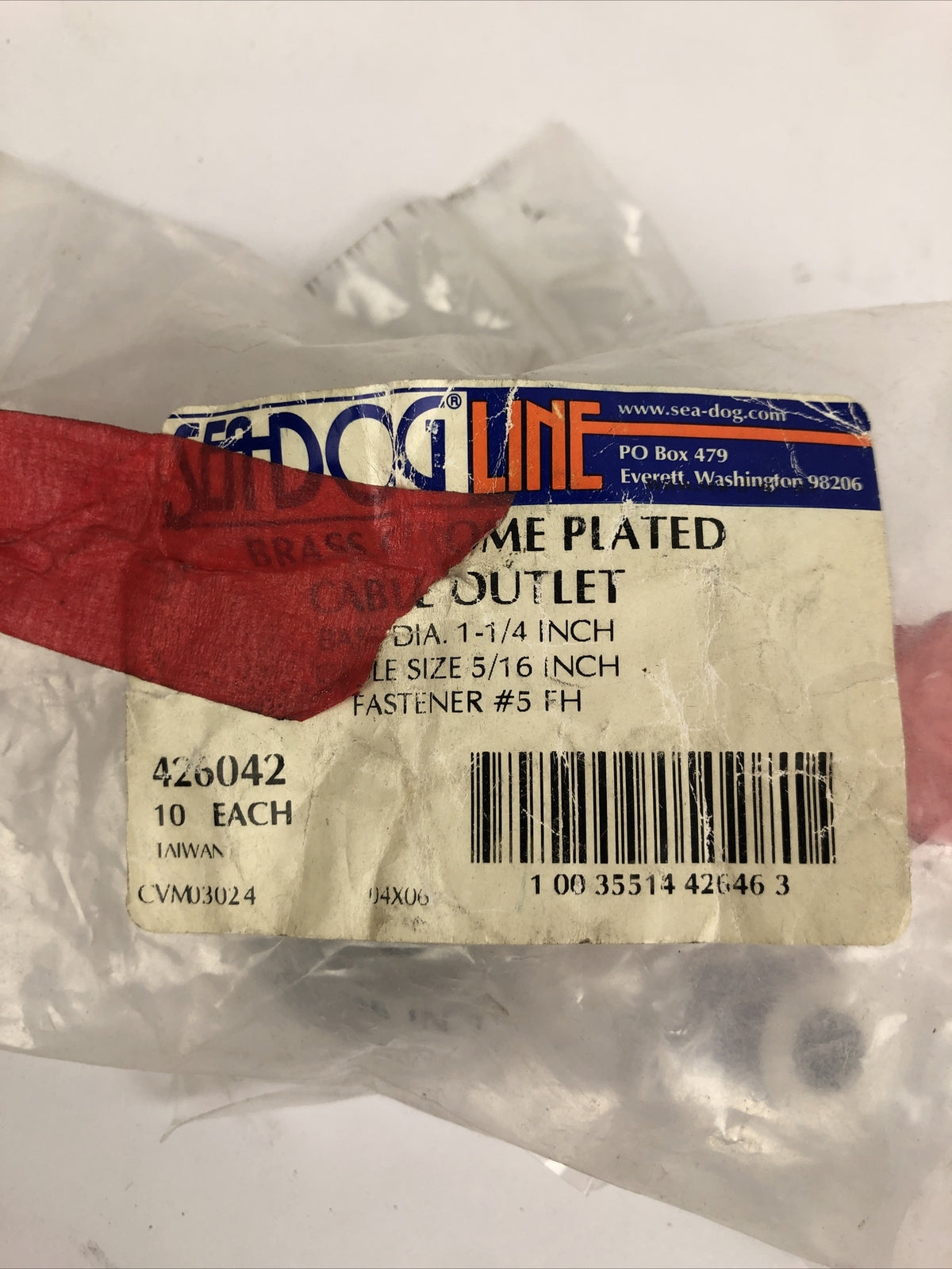 Lot of 3 Sea-Dog 426042-1 chrome brass cable outlets marine grade 5/16 inch watertight cable fittings NOS