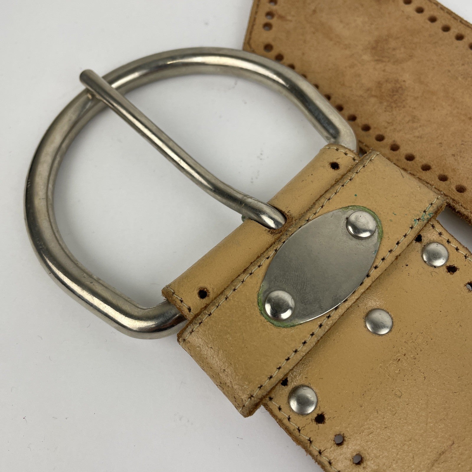LANDREX Freanc Leather Round Stainless Steel Buckle Wide ( 2.5" ) Belt Size 32