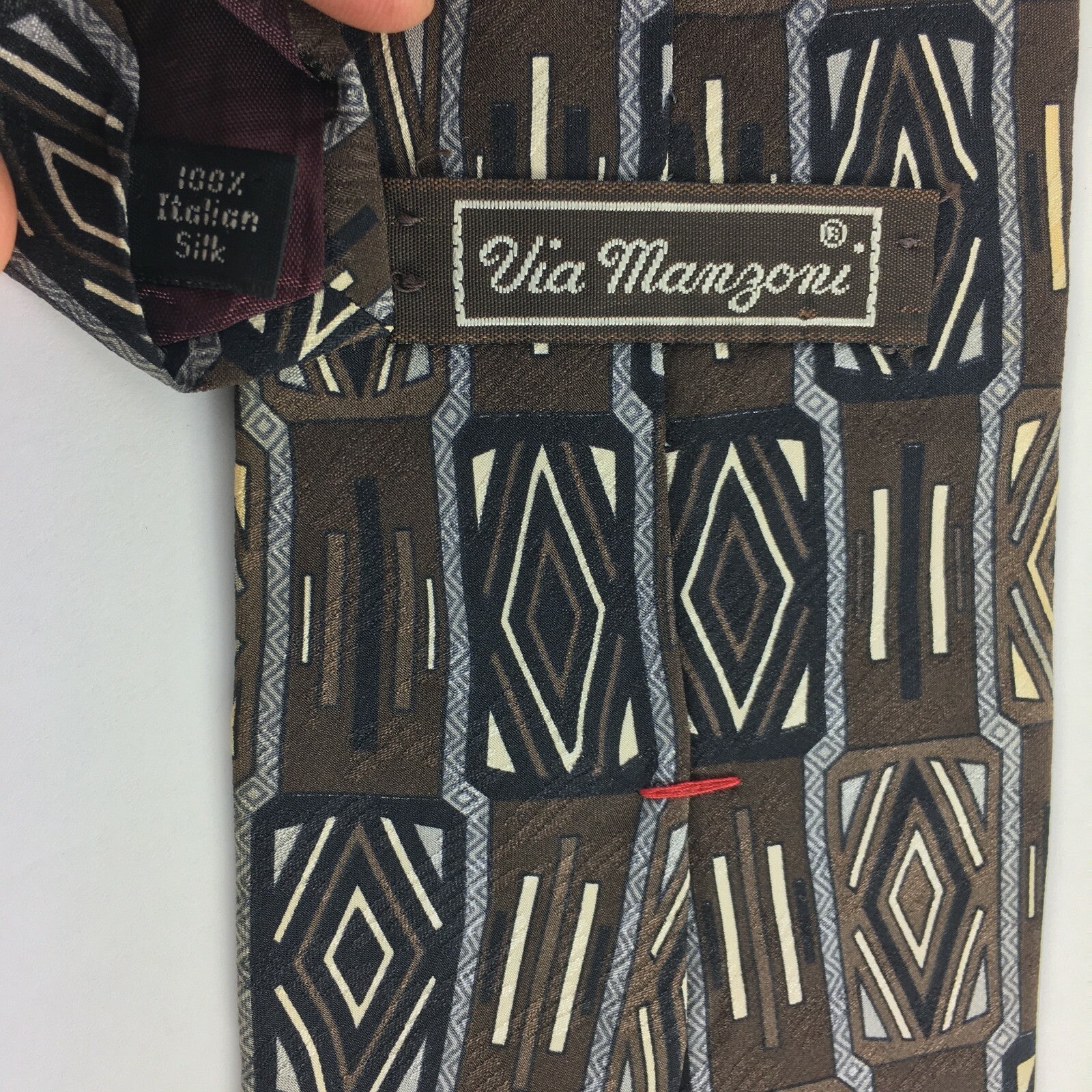 Genuine Via Mangoni 100% Silk Handmade Stylish Formal/Casual Tie Multi Coloured