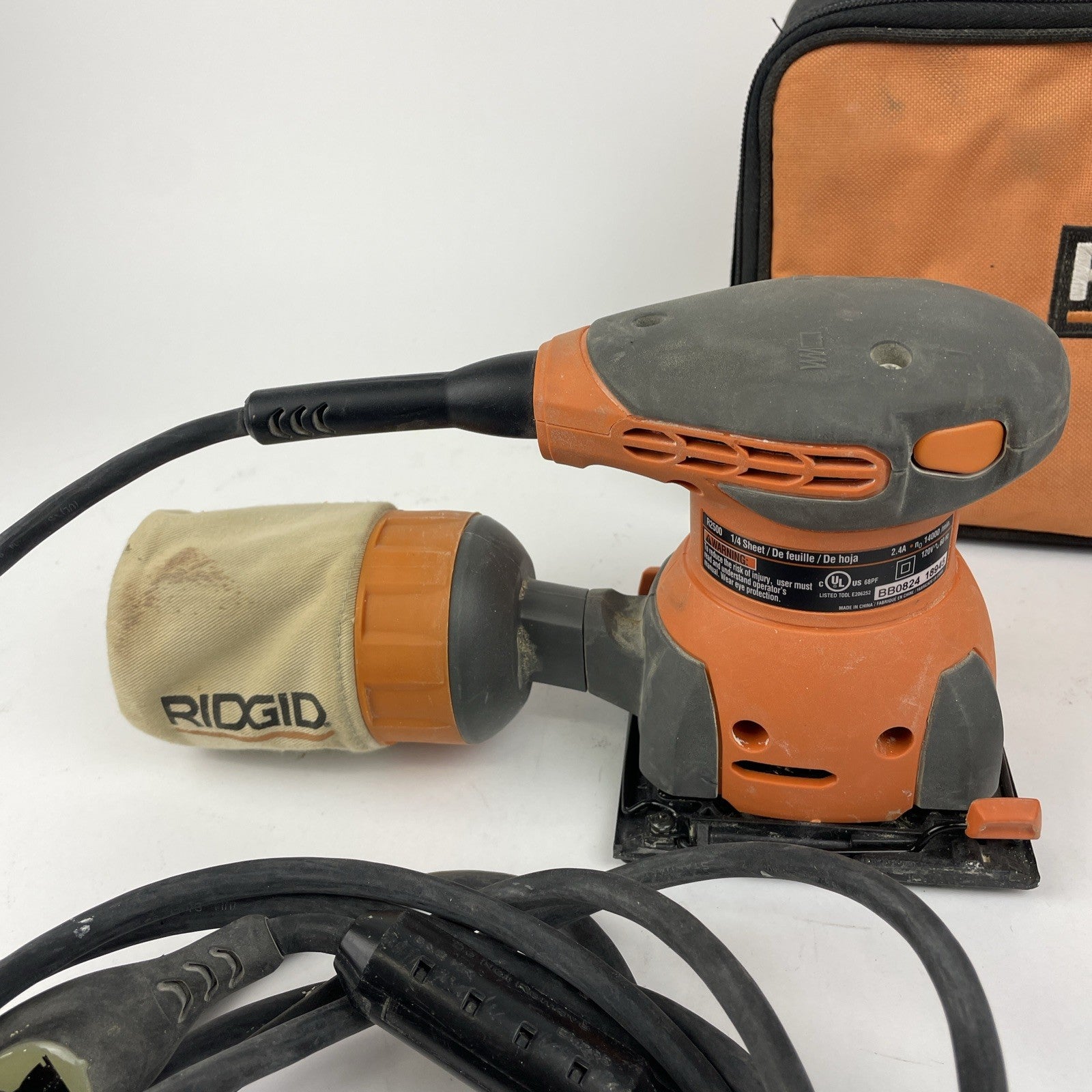 💥RIDGID R2500 CORDED ELECTRIC 1/4 SHEET SANDER 120V w/ Soft CASE