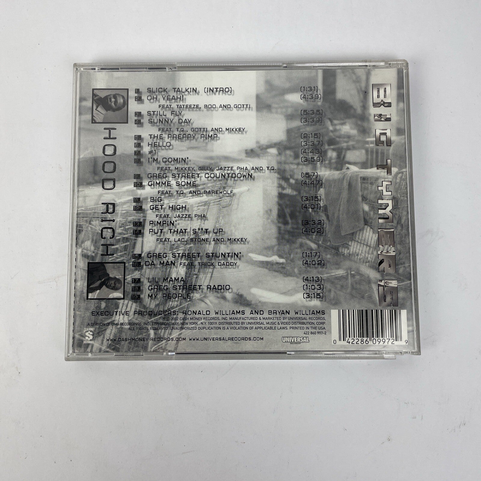 Hood Rich - Big Tymers ( Digital Audio CD, 2002, Album ) Cash Money Records #1