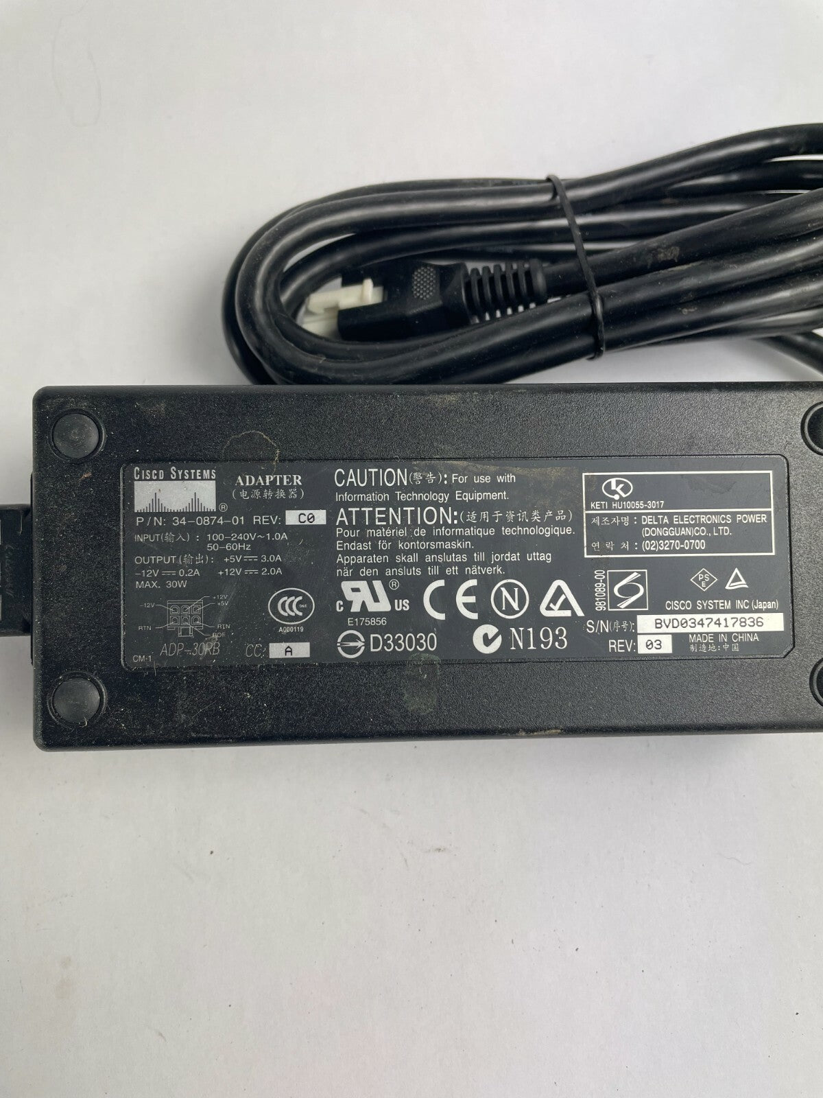 Genuine Cisco 34-0874 Ac Adapter Output 5/12 V 2/3 A Power Supply Adapter A95