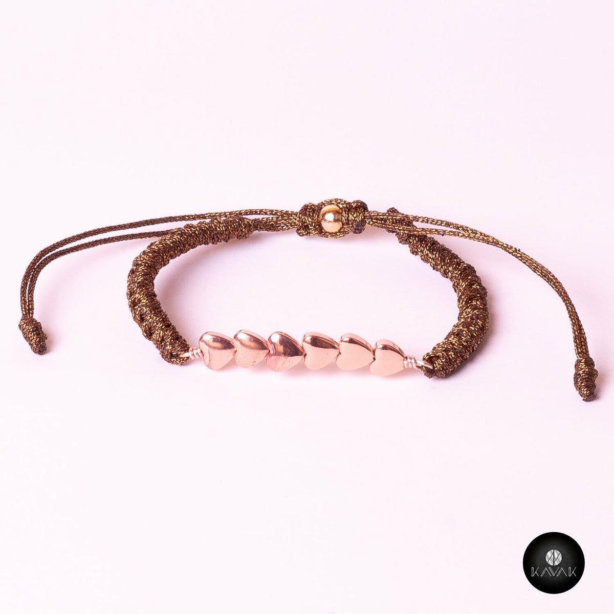 Kavak Handmade Women's Bracelet Rose Gold Plated Ties of  Hearts (Rose Hearts)