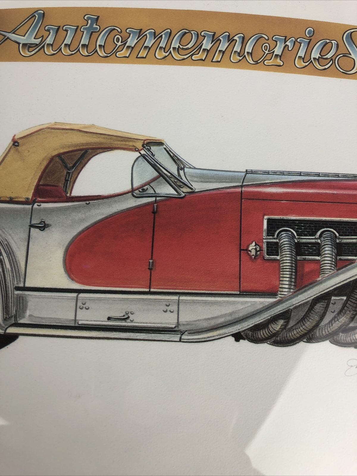 Framed Duesenberg Roadster- Straight  8 Automemories Art Print Fast Free Ship