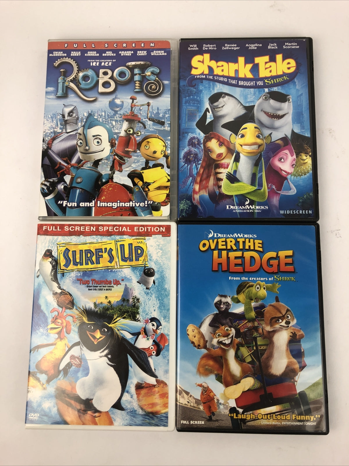 4 x DreamWorks DVD LOT - Shark Tale, Surf's Up, Robots, Over the Hedge *VGC