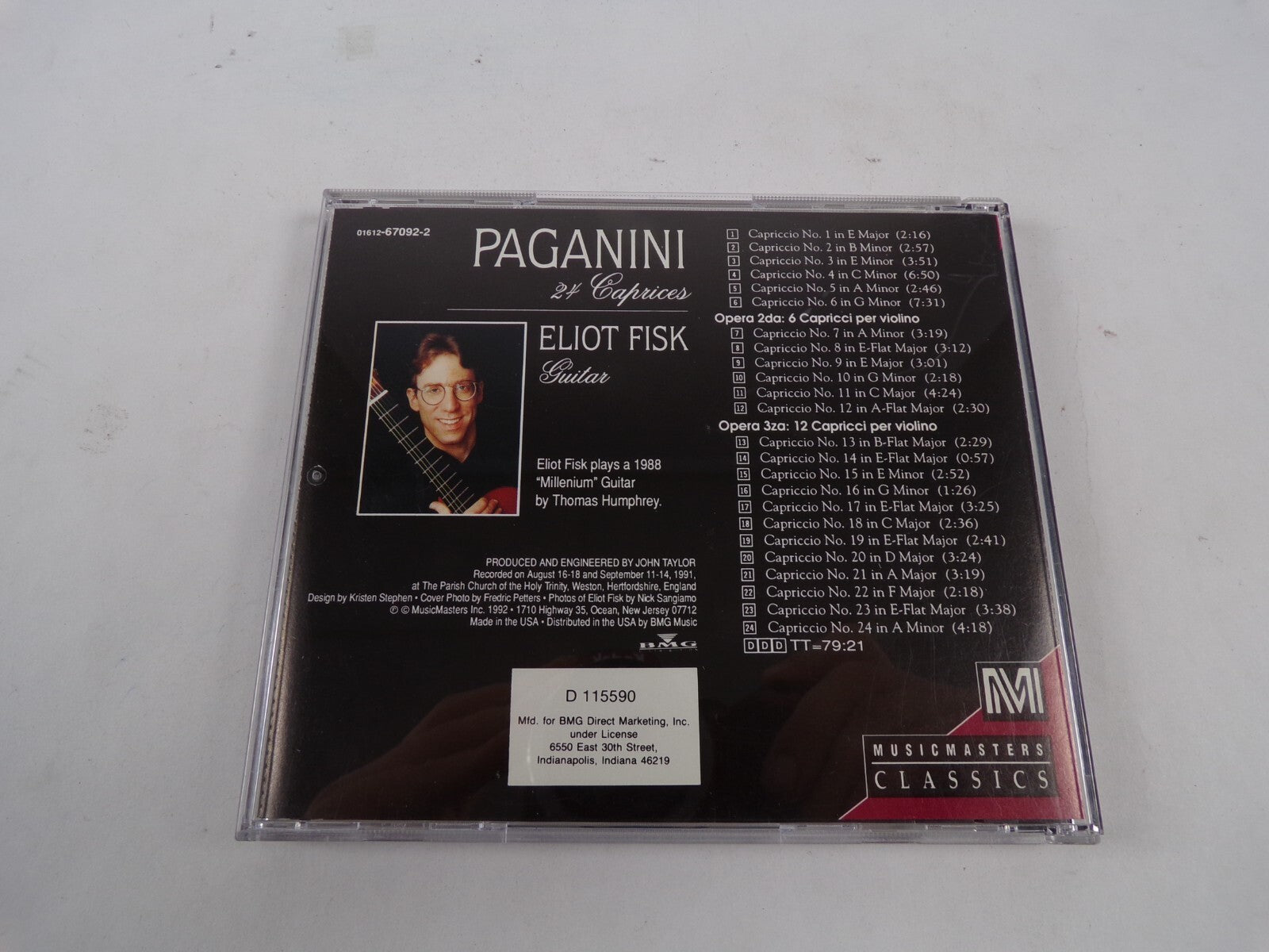 World Premiere Recording Paganini 24 Caprices Eliot Fisk Guitar Music CD #40