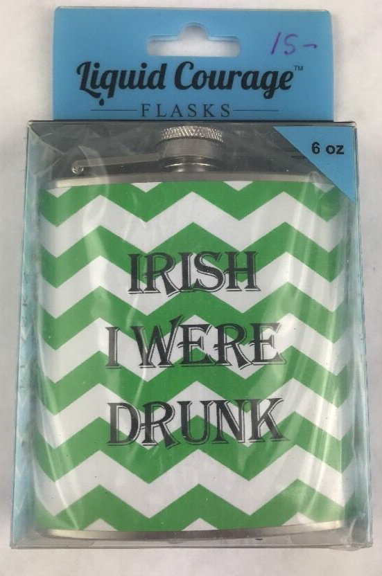 Liquid Courage " IRISH I WERE DRUNK "Stainless Steel FlaskDrinking Accessory St.