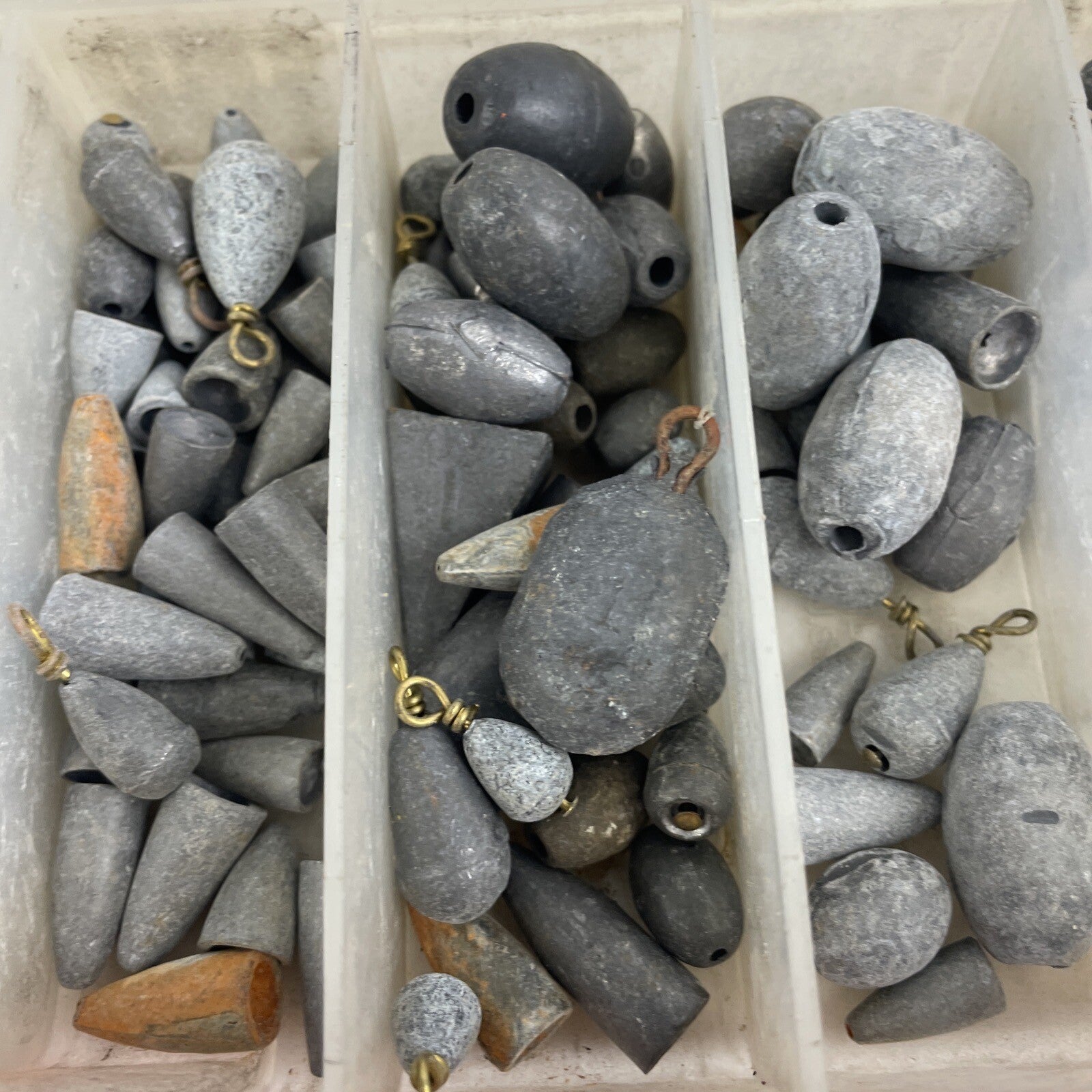 Vintage lot of 100 plus assorted lead fishing sinkers weighing 4.85 lbs for freshwater and saltwater fishing