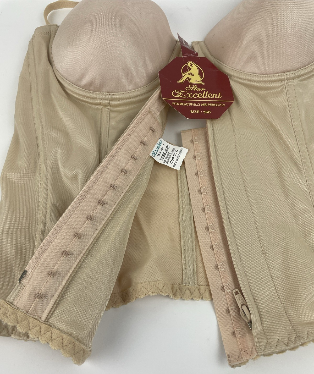 Star Excellent Colombian Shapewear Vest Waist Trainer Corset Cup Size 36 D Beige