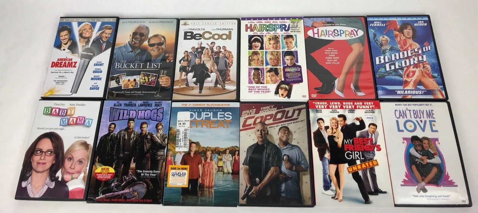 DVD Lot 12 x Comedy Dvd’s Couples Retreat Copout Hairspray BeCool Baby Mama