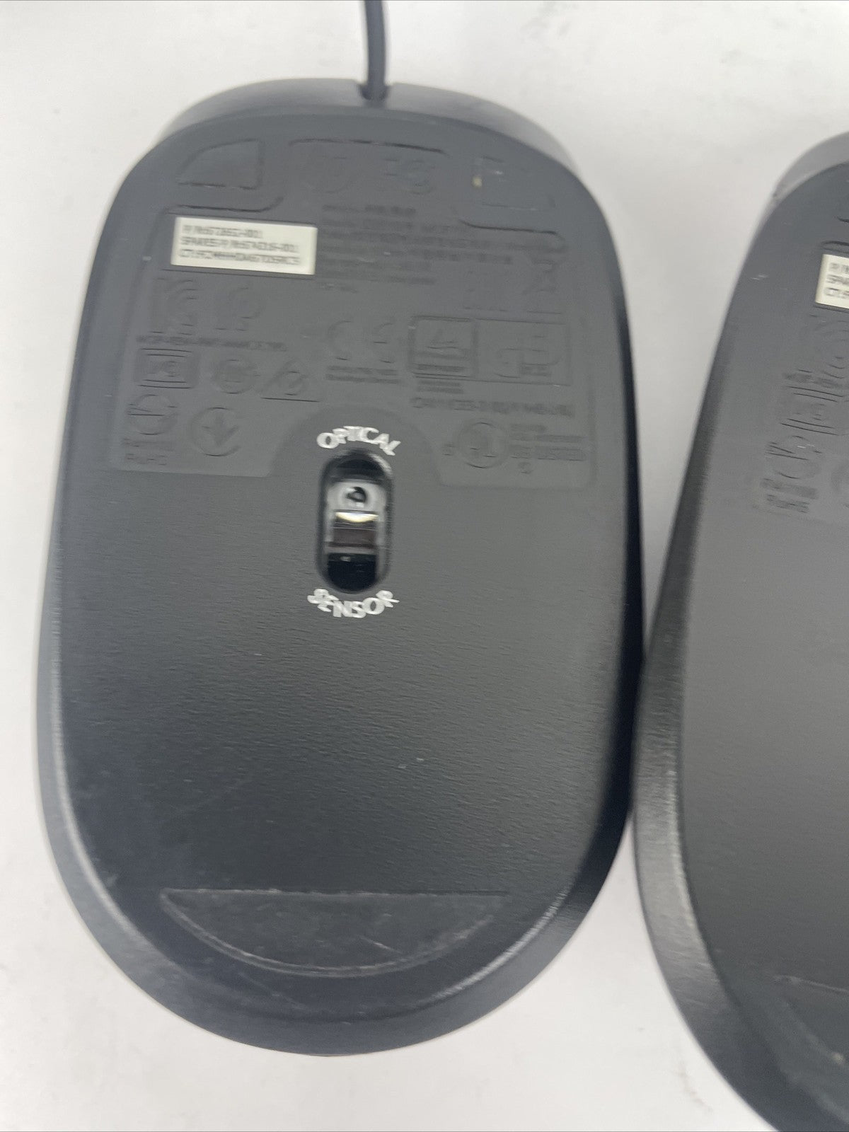 Lot of 4 HP Wired USB Optical Mouse Black 3 x Model MOFYUO and 1 x SM2022 - VGC