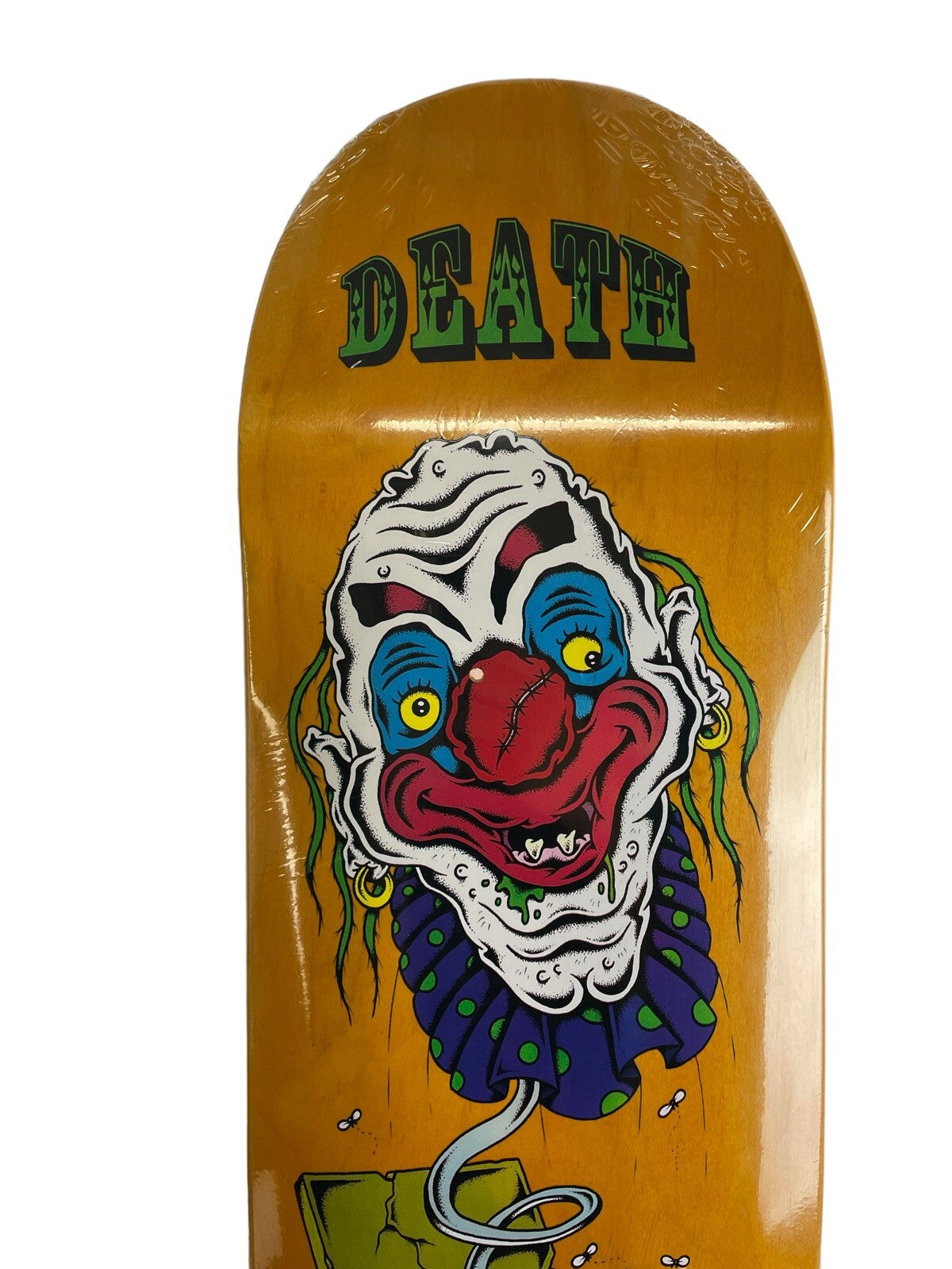 Dan Cates Jack in the Box Clown Pro deck Orange Death Skateboards 8.75” w grip