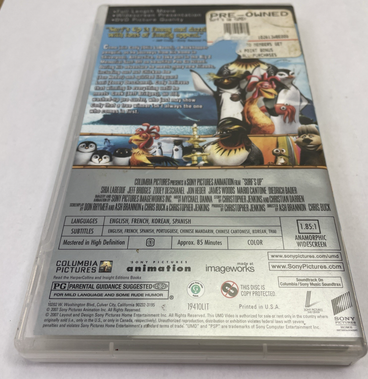 Surf's Up UMD Video Movie for PSP Sony Animation 2007 Columbia Pictures