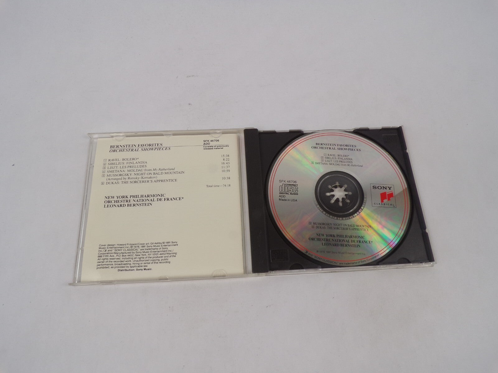 Bernstein Favorites Orchestral Showpieces Ravel: Bolero Sibelius: FinlandiaCD#69