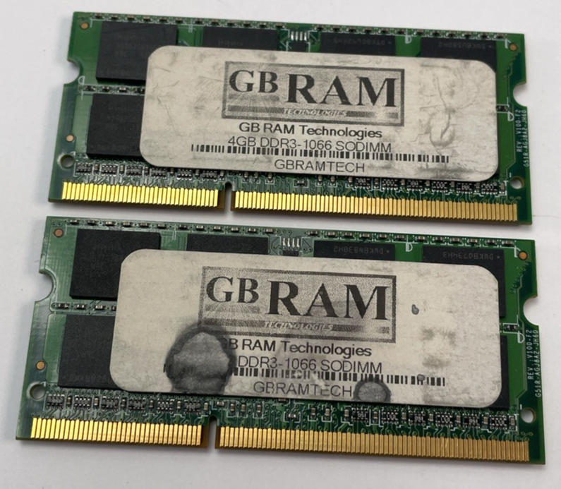 Lot of 2 x GB RAM TECHNOLOGIES 4GB DDR3-1066 SODIMM