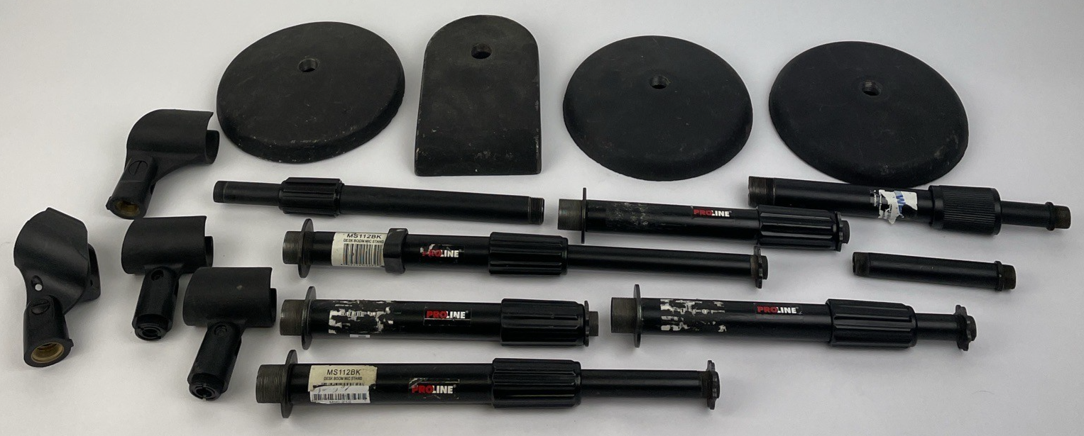 OEM PROLINE Podcast Mic Stand Lot Black With Desk Top Telescopic Stand w 4 Bases