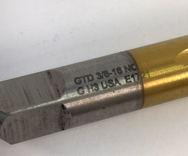 GTD 3/8-16 NOHS G H3 USA E1721 Straight Flute Spiral Point Plug Tap Bit - Gold