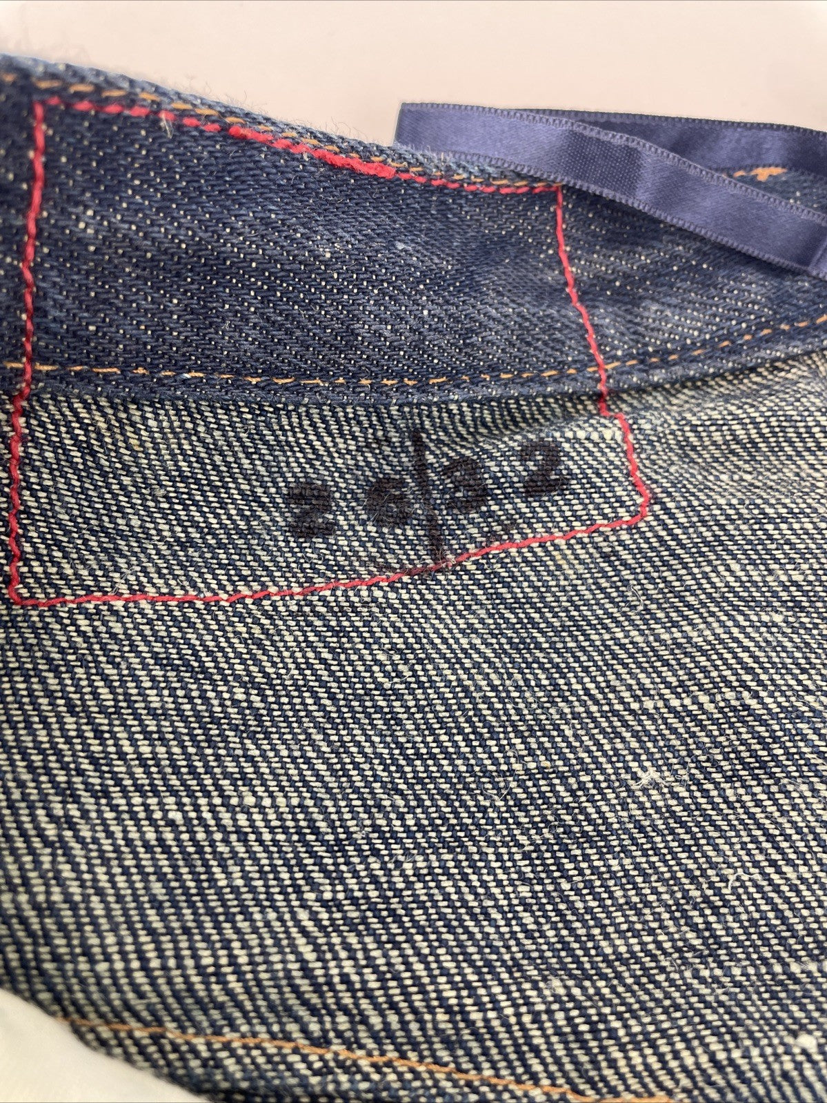 Vintage Levi's Hemp Cotton Jeans 26 x 32 USA Made Red Stencil Tag Dark Wash RARE