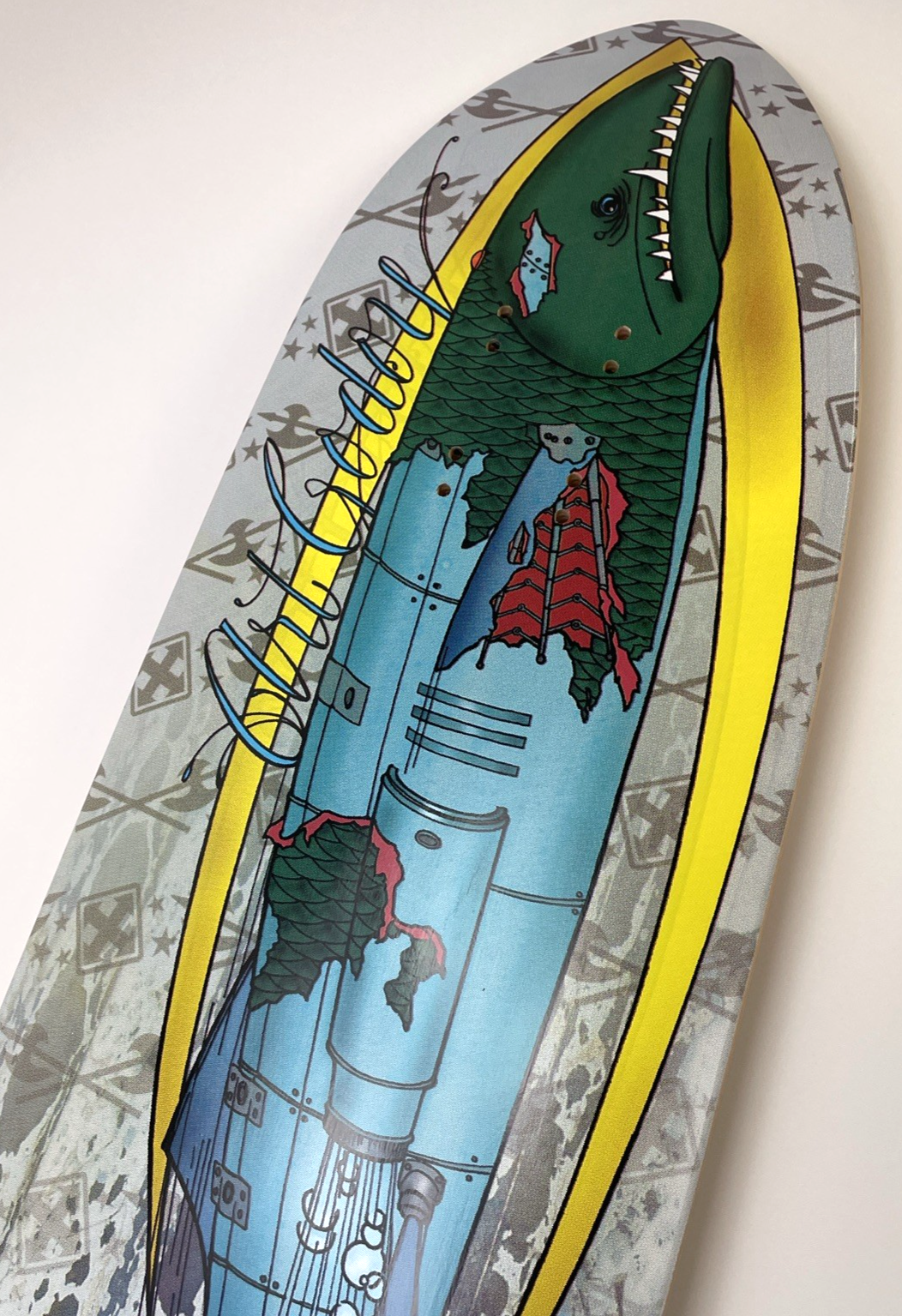 H-STREET SKATEBOARDS ART GODOY KILLER HYBRID BARRACUDA SKATEBOARD DECK USA MADE