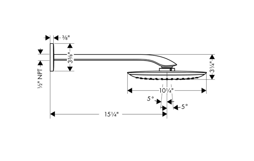 Hansgrohe PuraVida chrome rain shower head with arm and flange demo model
