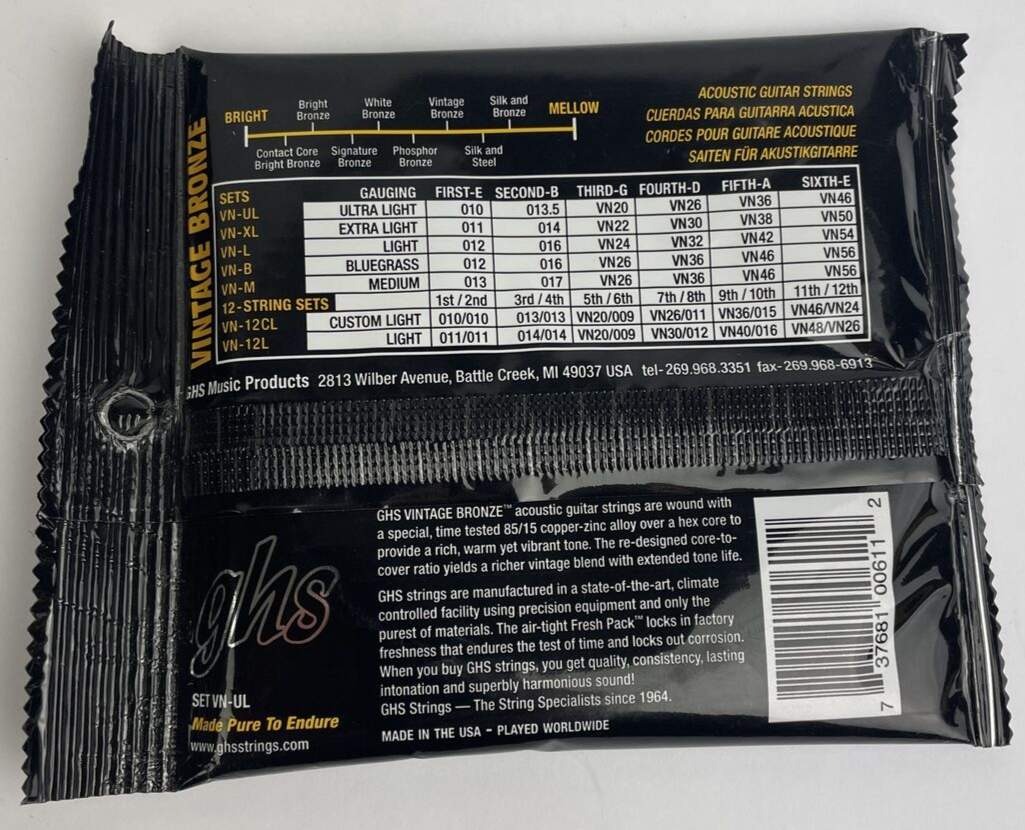 OEM GHS Vintage Bronze - Vn-Ul - Acoustic Guitar String Set, Ultra Light 010 046
