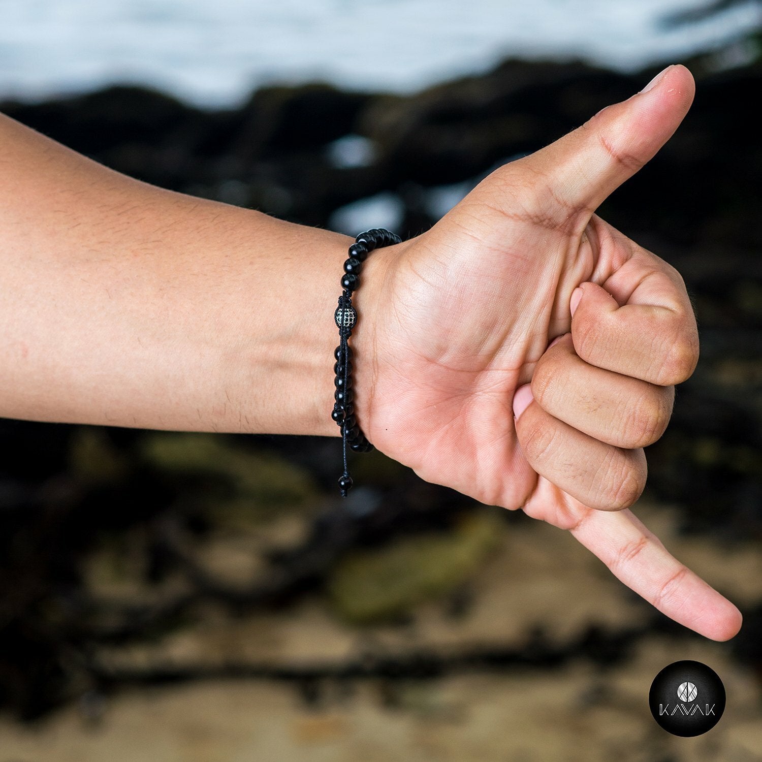 Kavak - Handmade Onyx Beads Adjustable Men's Bracelet