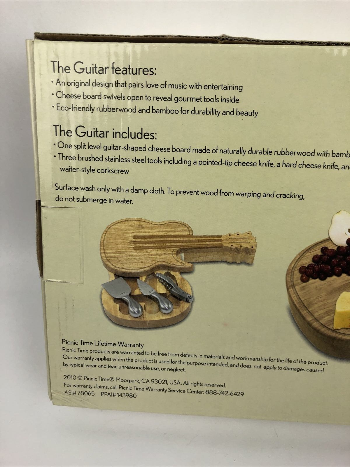 Guitar Cheese Board & Knife Set, Novelty Charcuterie Board Set w Cheese Knives