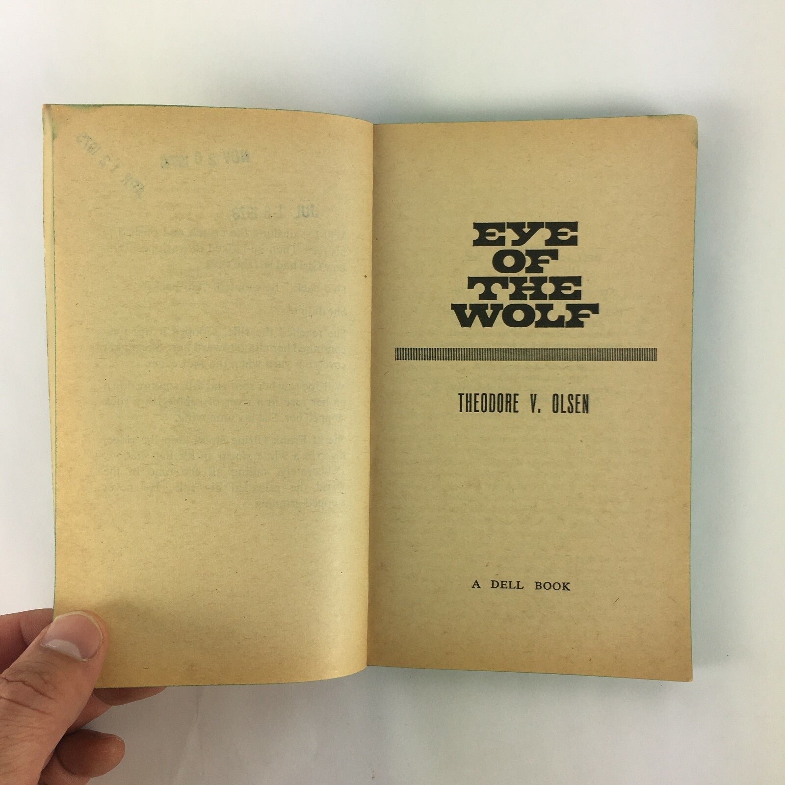 Eye of the Wolf by Theodore V.Olsen author of Soldier Blue