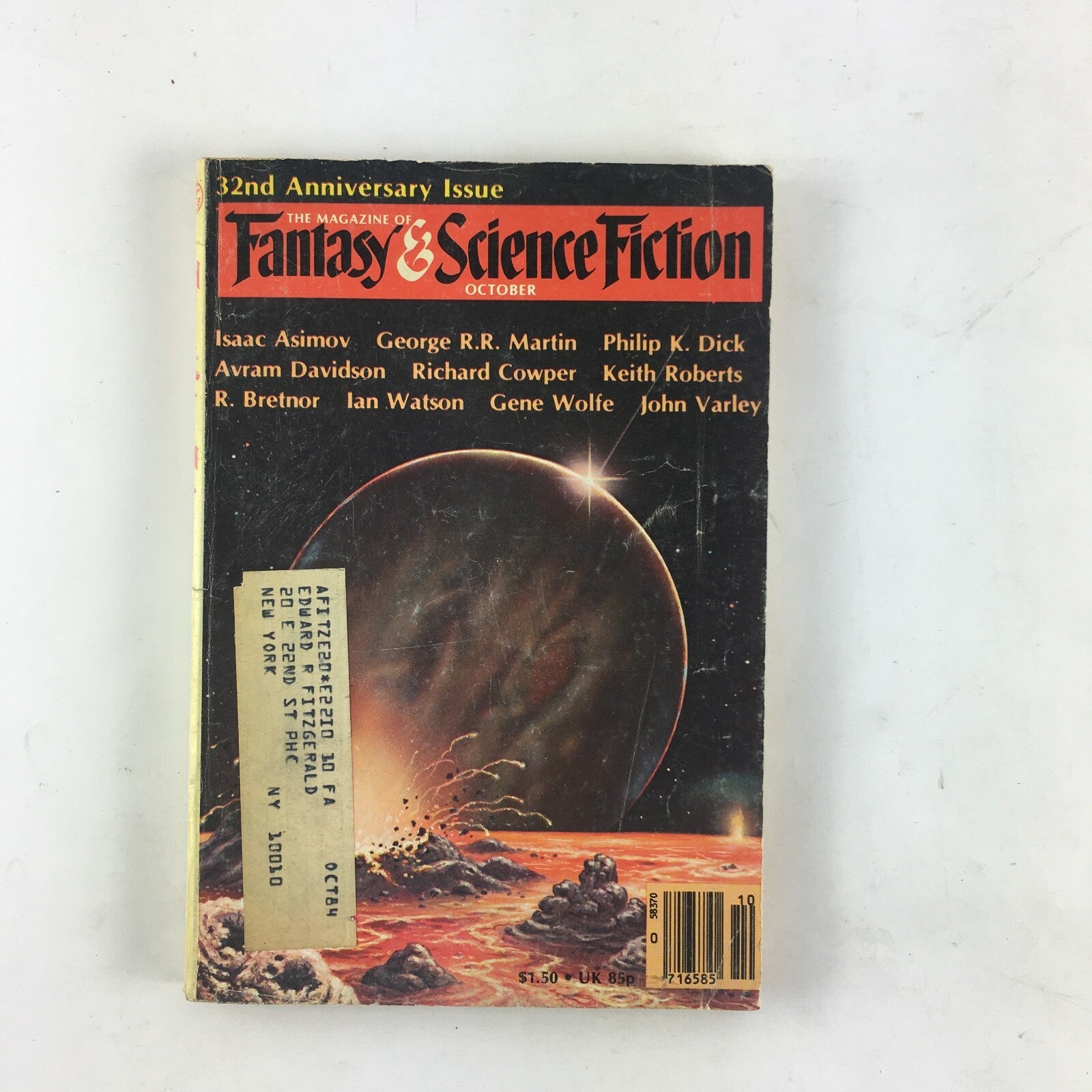 October Fantasy&Science Fiction Magazine Avram Davidson Ian Watson Gene Wolfe
