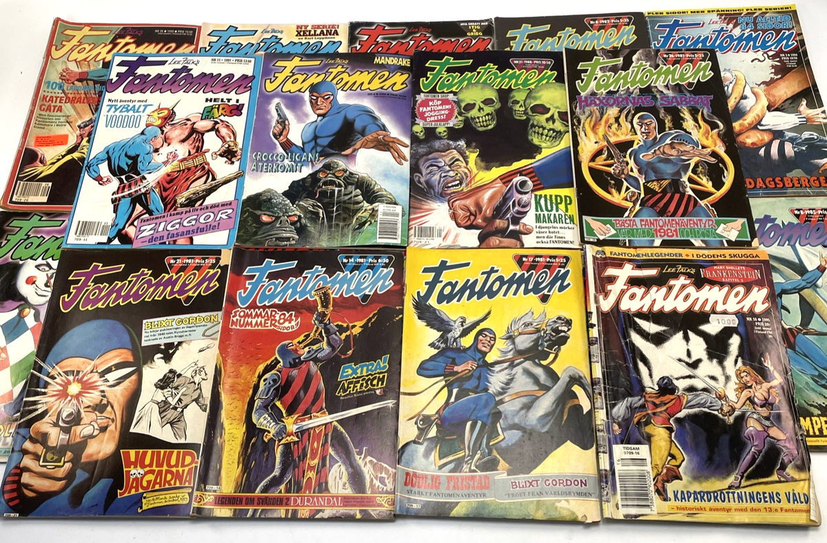 FANTOMEN Swedish Phantom Comic Lot  18 issues assorted years and condition