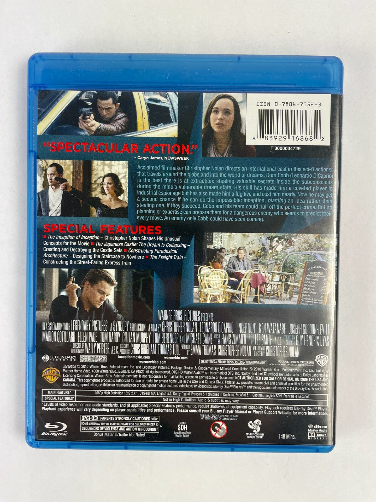 Inception Christopher Nolan Ken Joseph Marion Ellen Tom Cillian DVD Movies