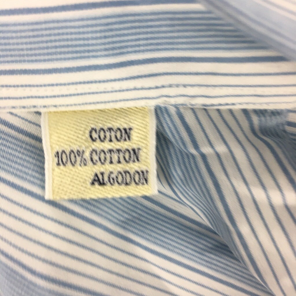 Albert Goldberg Faconnable Mens Button Up Shirt Blue Stripe Long Sleeve Cotton S