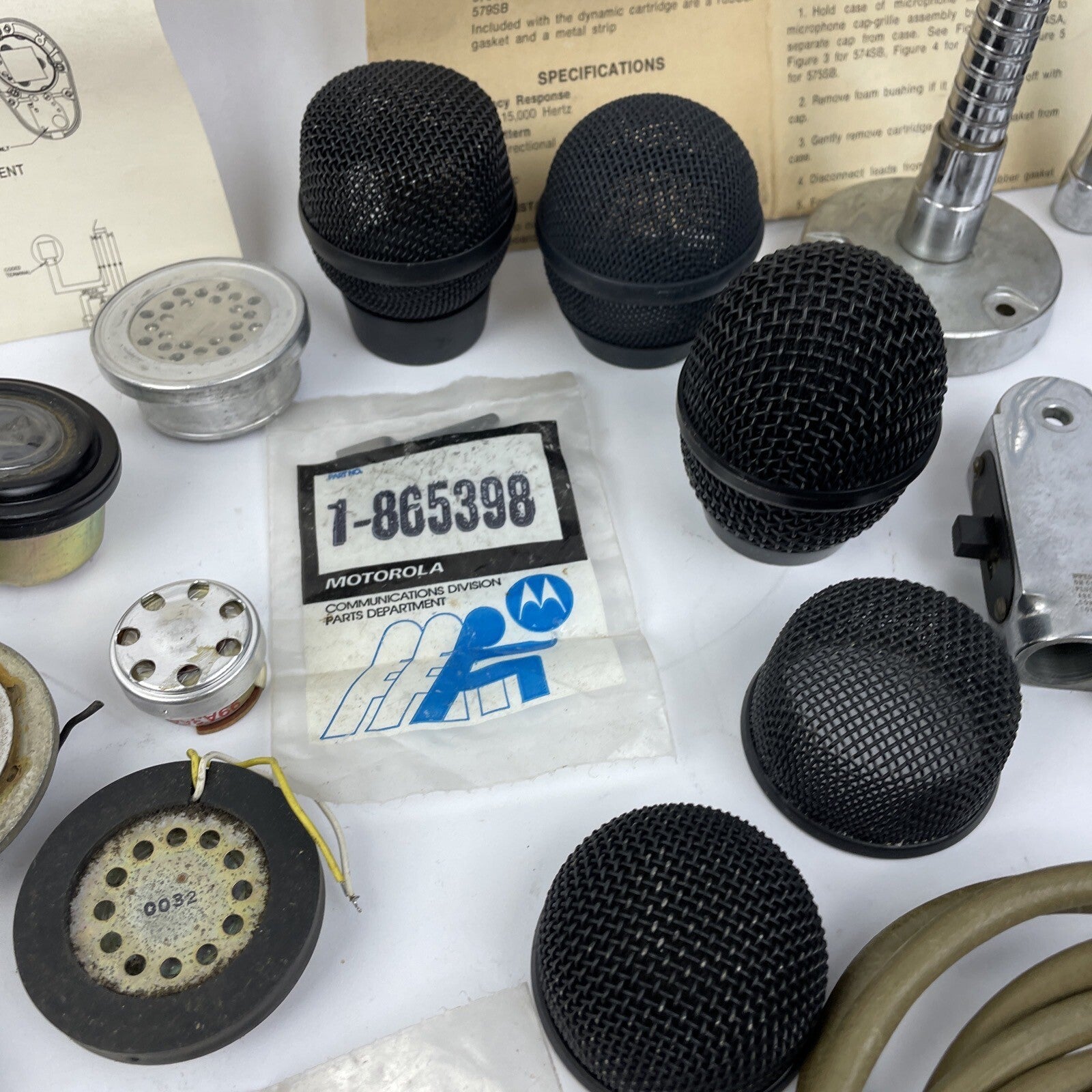 Vintage Motorola SHURE Horn Speaker Microphone Parts Lot - LOOK