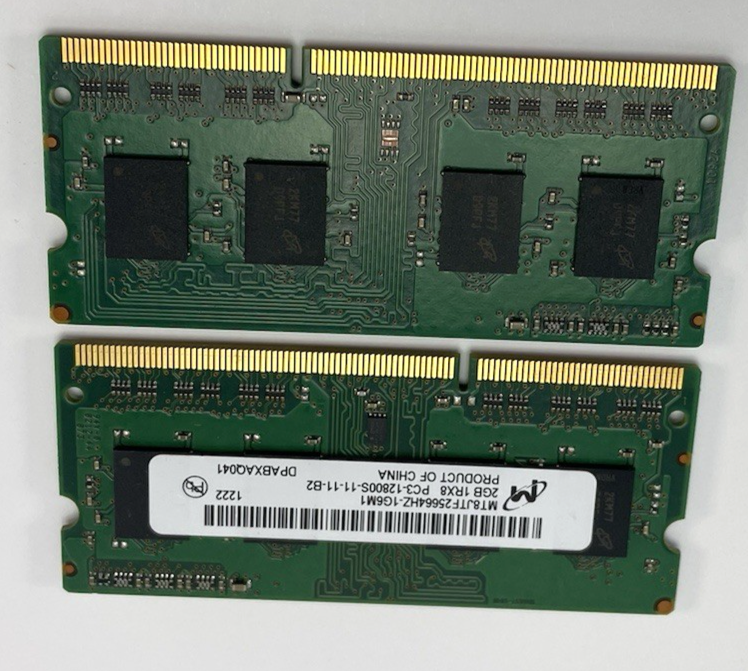Lot of 2 x MT8JTF25664HZ-1G6M1 2GB 1RX8 PC3-12800S-11-11-B2 Imac RAM