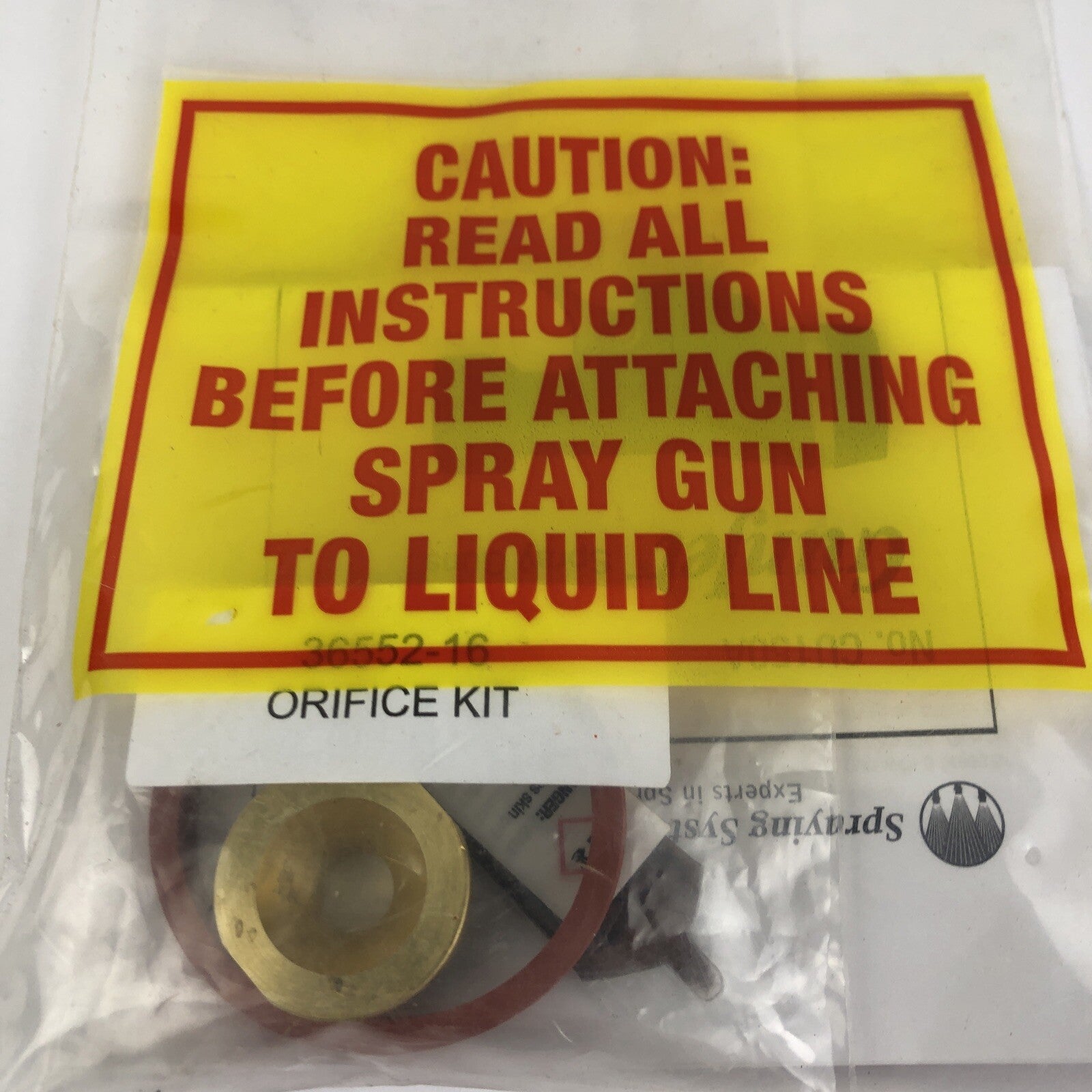Spraying System 36552-16 Genesis Poppet Valve Orifice Kit Sealed w Instructions