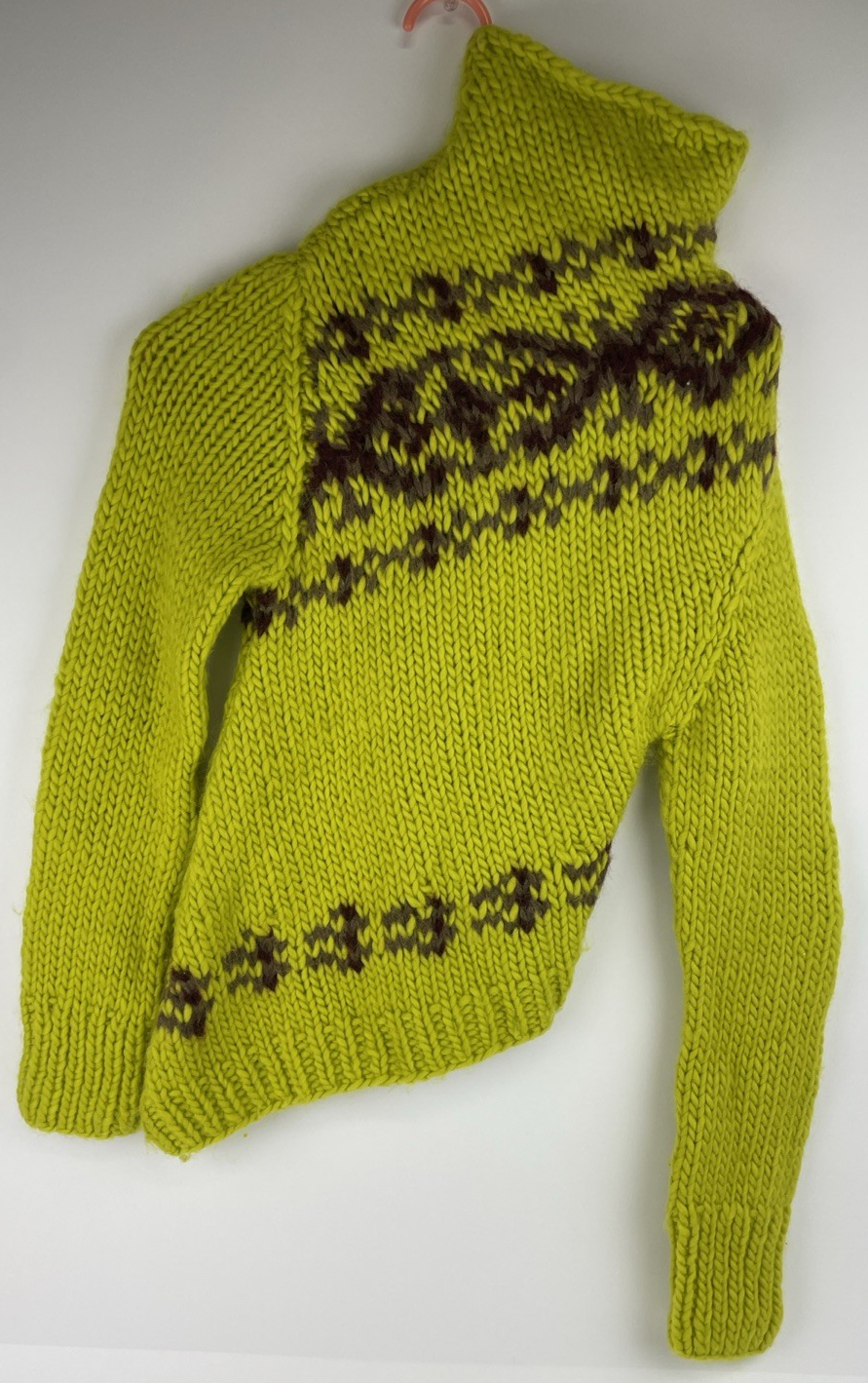 Vintage DKNY Wool Blend Chunky Hand Knit Turtleneck Isle Twin Set Sweater