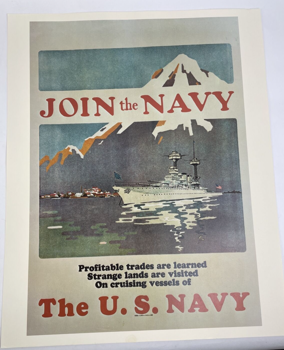 Vtg " Join The Navy " Poster 20" x 16" U.S. Government Recruiting Media - LOOK