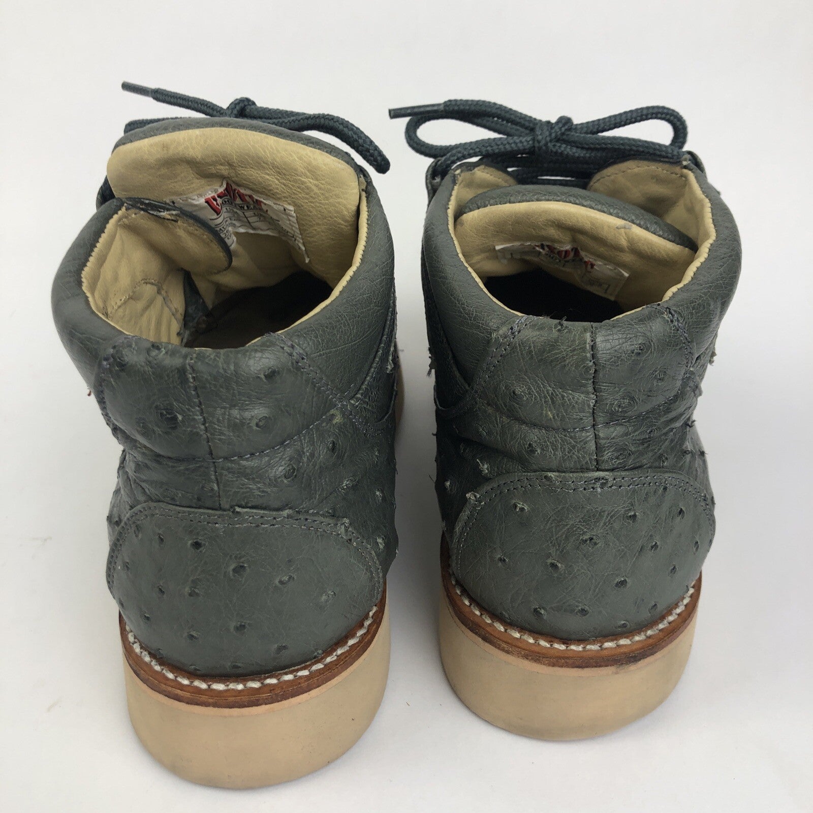 Los Altos Exotics Genuine Ostrich Shoes Blue Bilbo Comfort Sole Size Mens US 7.5