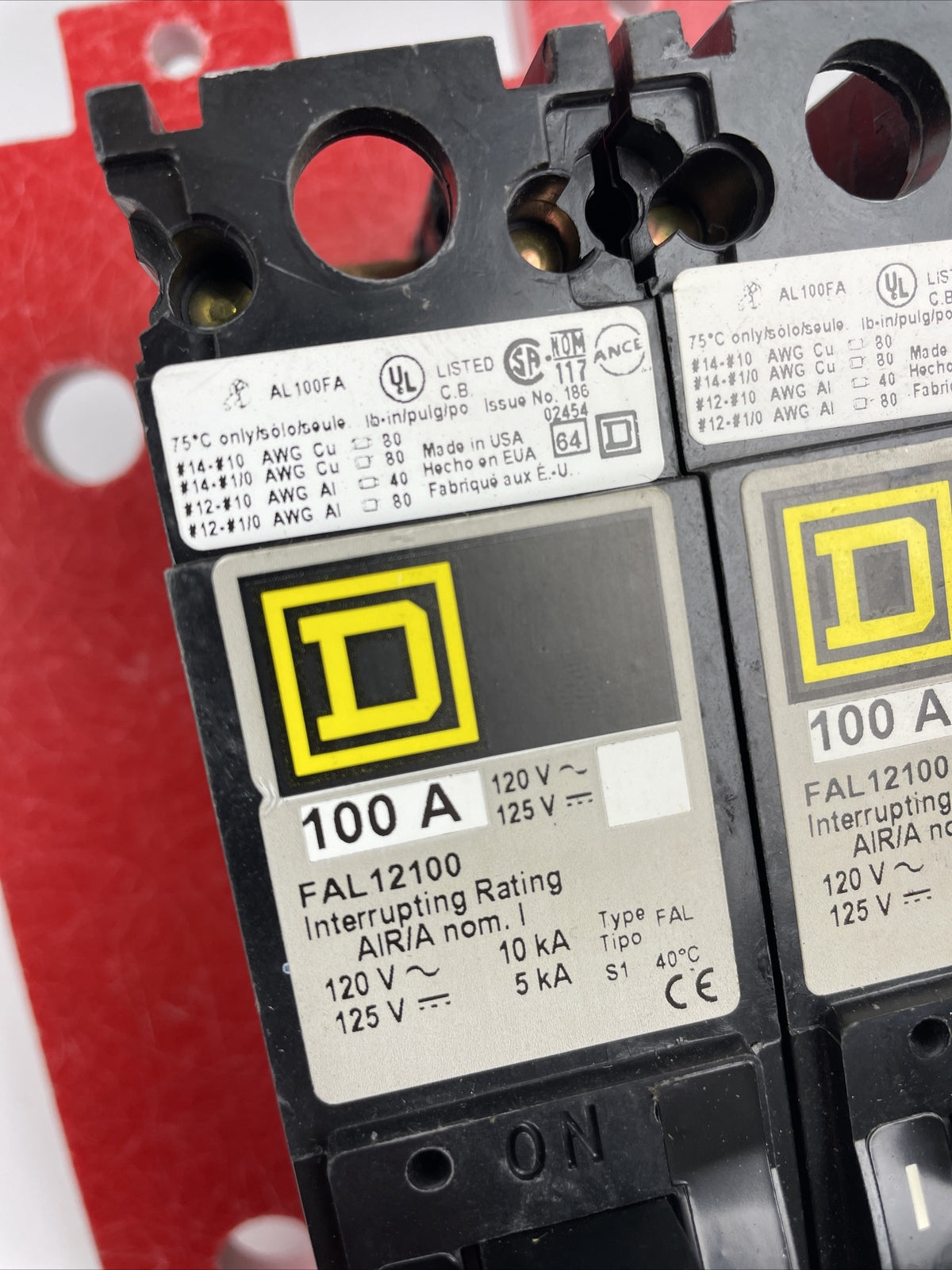 Lot of 2 Square D FAL12100 100A 120VAC 125VDC Single Pole Circuit Breaker + More