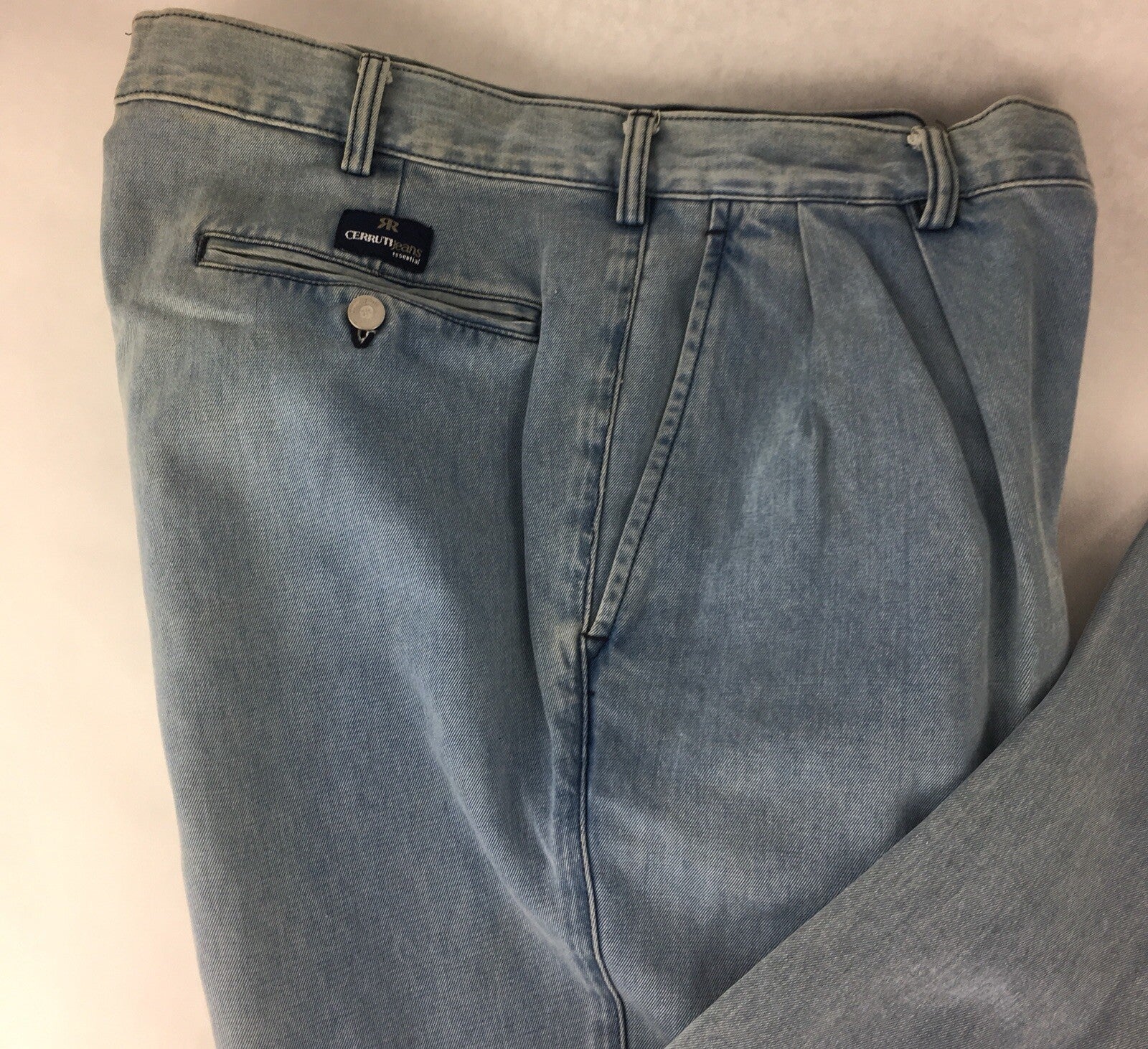 CERRUTI Essential Light Wash Blue Cotton Denim Mens Jeans Straight 52 
