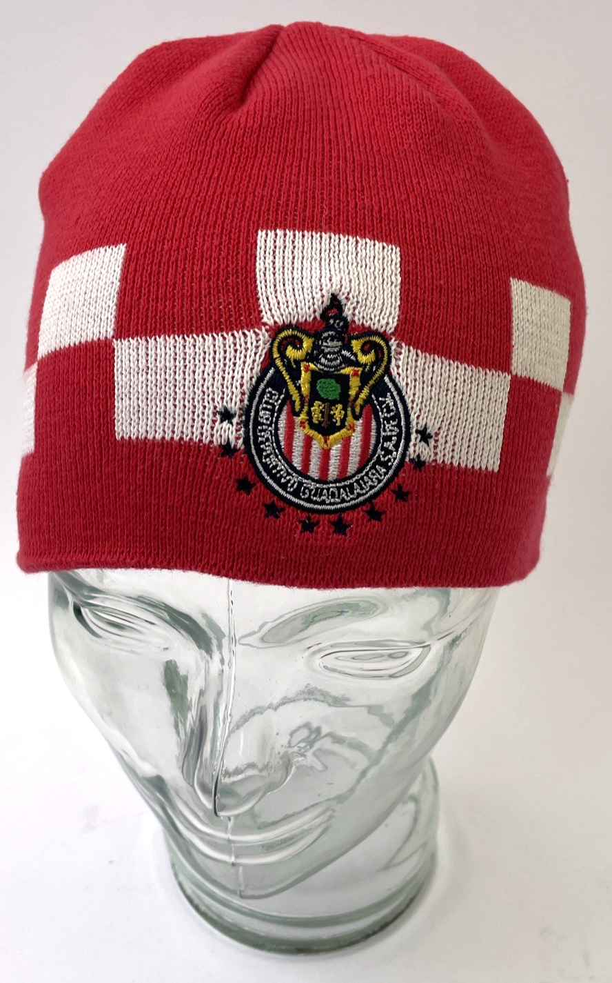 Club Deportivo Chivas Liga MX Mexico FMF Oficial Checkered Knit Hat Beanie OSFA