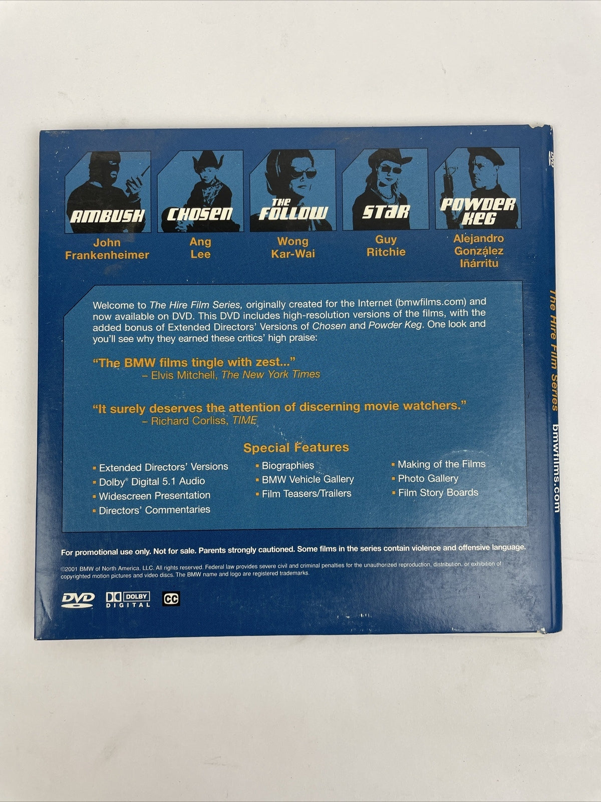 BMW Films Presents, "The Hire" A Series of 8 Short Films DVD Video Widescreen