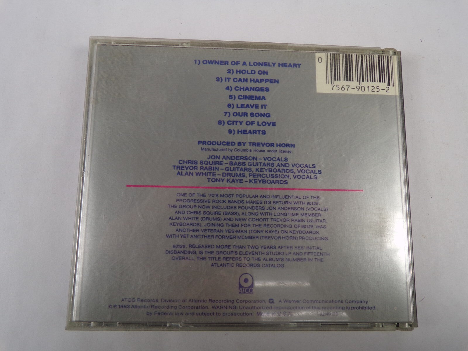 Yes Owner Of A Lonely Heart Hold On It CAn Happen Changes Cinema CD#59
