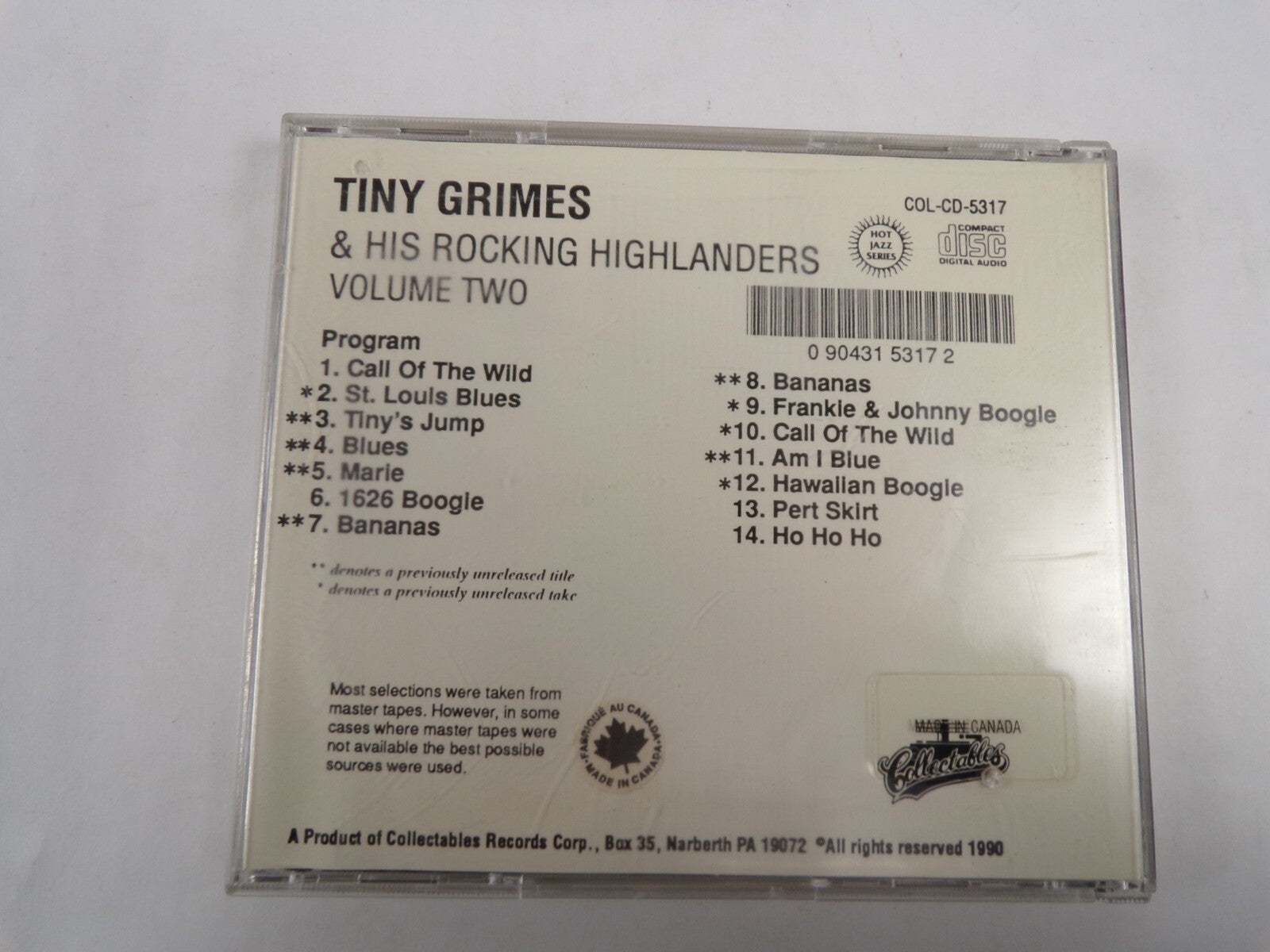 Tiny Grimes & His Rocking Highlanders Call Of The Will CD#59