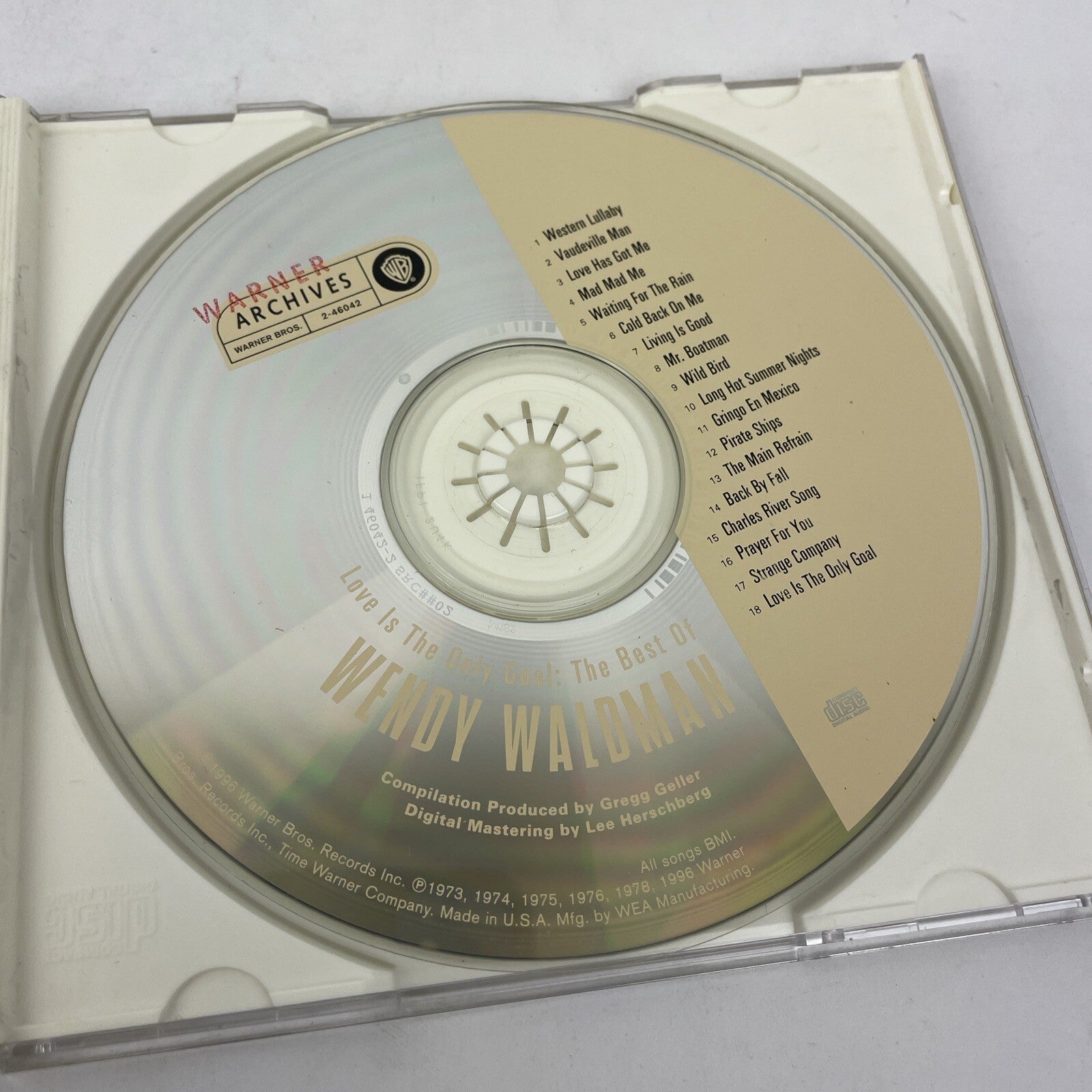 Love Is the Only Goal: The Best of Wendy Waldman (Digital Audio CD, 1996 WB) UVW