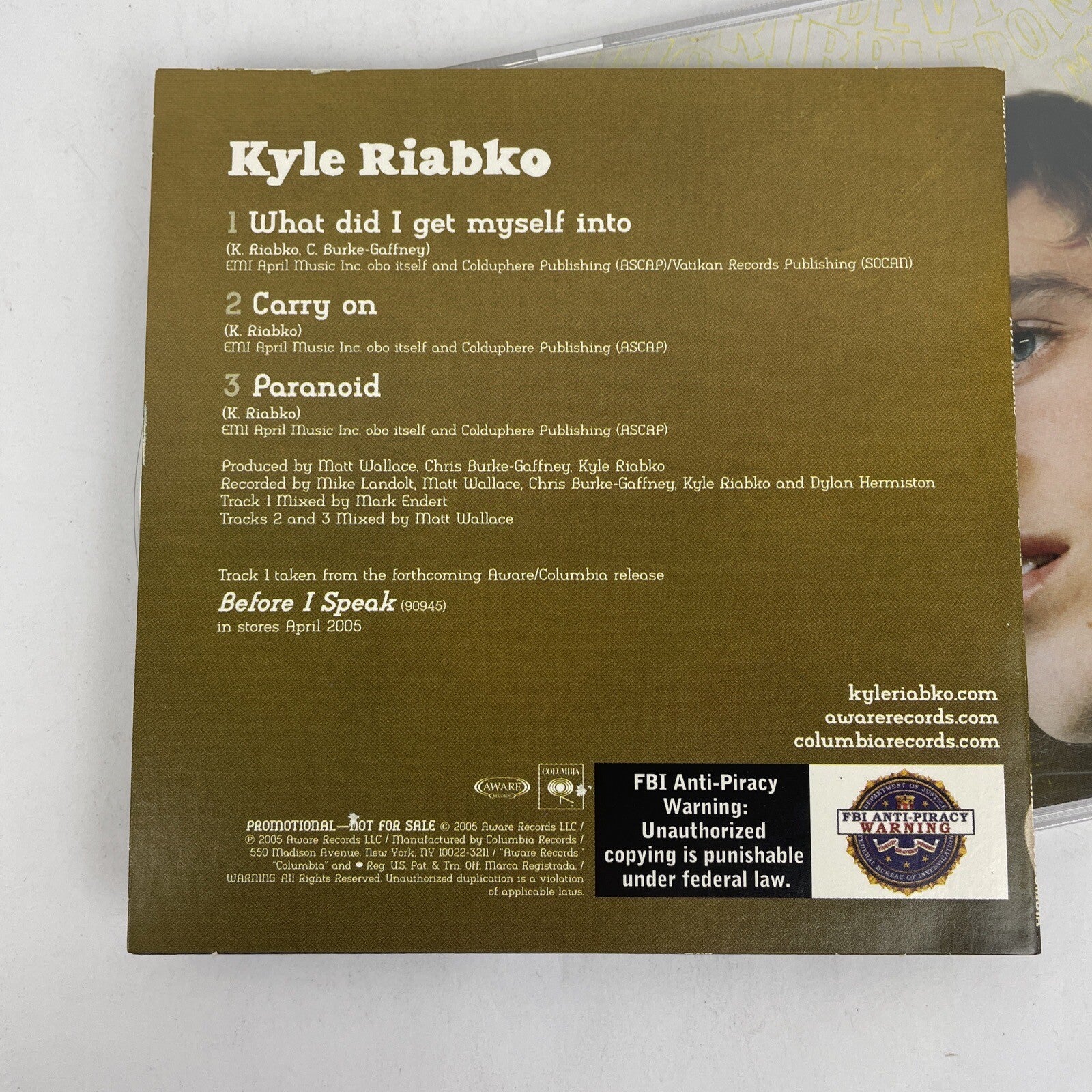 Kyle Riabko ‎– Before I Speak   [Digital Audio CD, 2005] + 3 From Before 2005